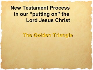 New Testament Process  in our “putting on” the  Lord Jesus Christ The Golden Triangle 