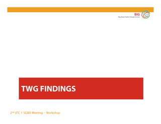2nd JTC 1 SGBD Meeting - Workshop
BIG
Big Data Public Private Forum
TWG FINDINGS
 