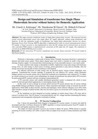 Design and Simulation of transformer less Single Phase Photovoltaic ...