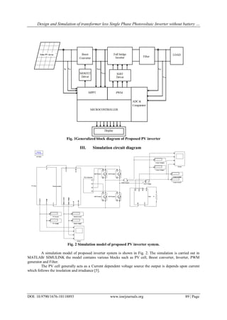 Design and Simulation of transformer less Single Phase Photovoltaic ...