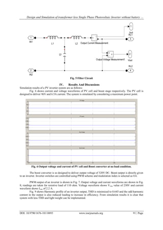Design and Simulation of transformer less Single Phase Photovoltaic ...