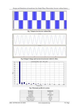 Design and Simulation of transformer less Single Phase Photovoltaic ...