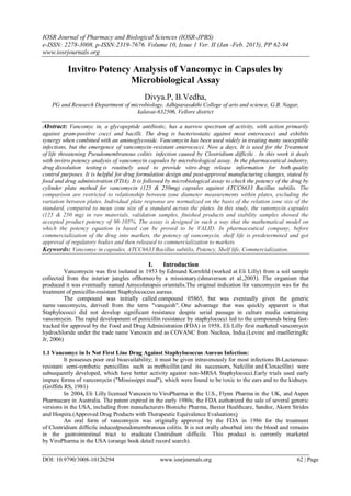 Invitro Potency Analysis of Vancomyc in Capsules by Microbiological ...