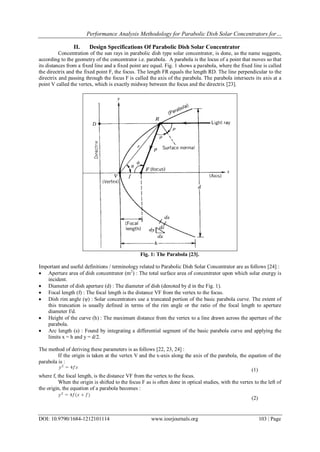 Performance Analysis Methodology for Parabolic Dish Solar Concentrators ...