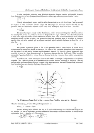Performance Analysis Methodology for Parabolic Dish Solar Concentrators ...