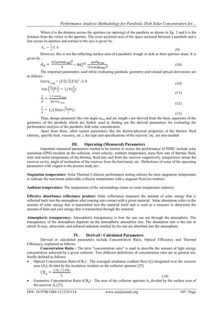Performance Analysis Methodology for Parabolic Dish Solar Concentrators ...