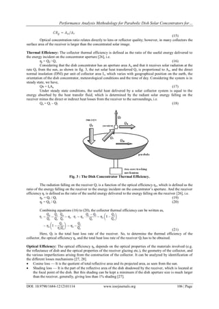 Performance Analysis Methodology for Parabolic Dish Solar Concentrators ...