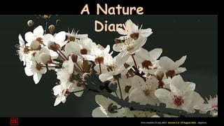 A Nature
Diary
First created 13 July 2021. Version 1.0 19 August 2021. Daperro.
 