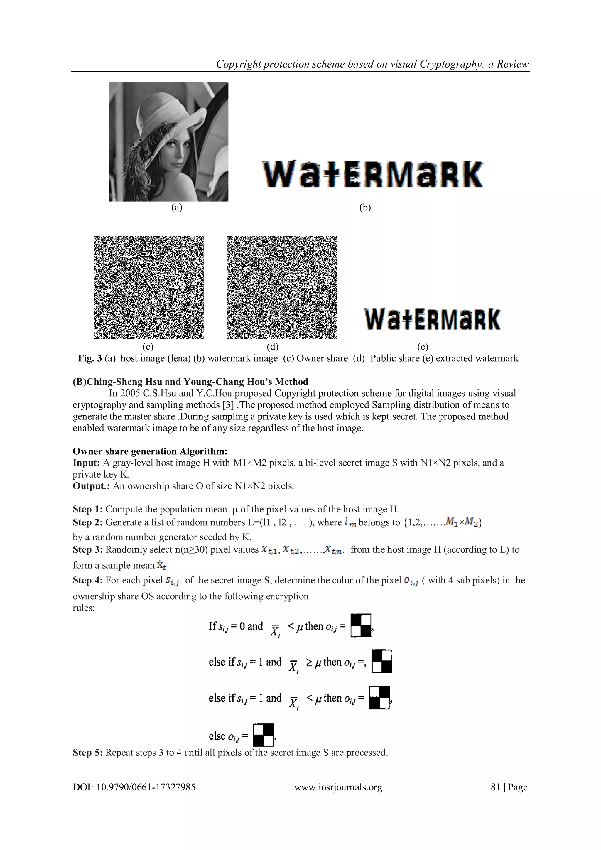 Copyright protection scheme based on visual Cryptography: A Review | PDF