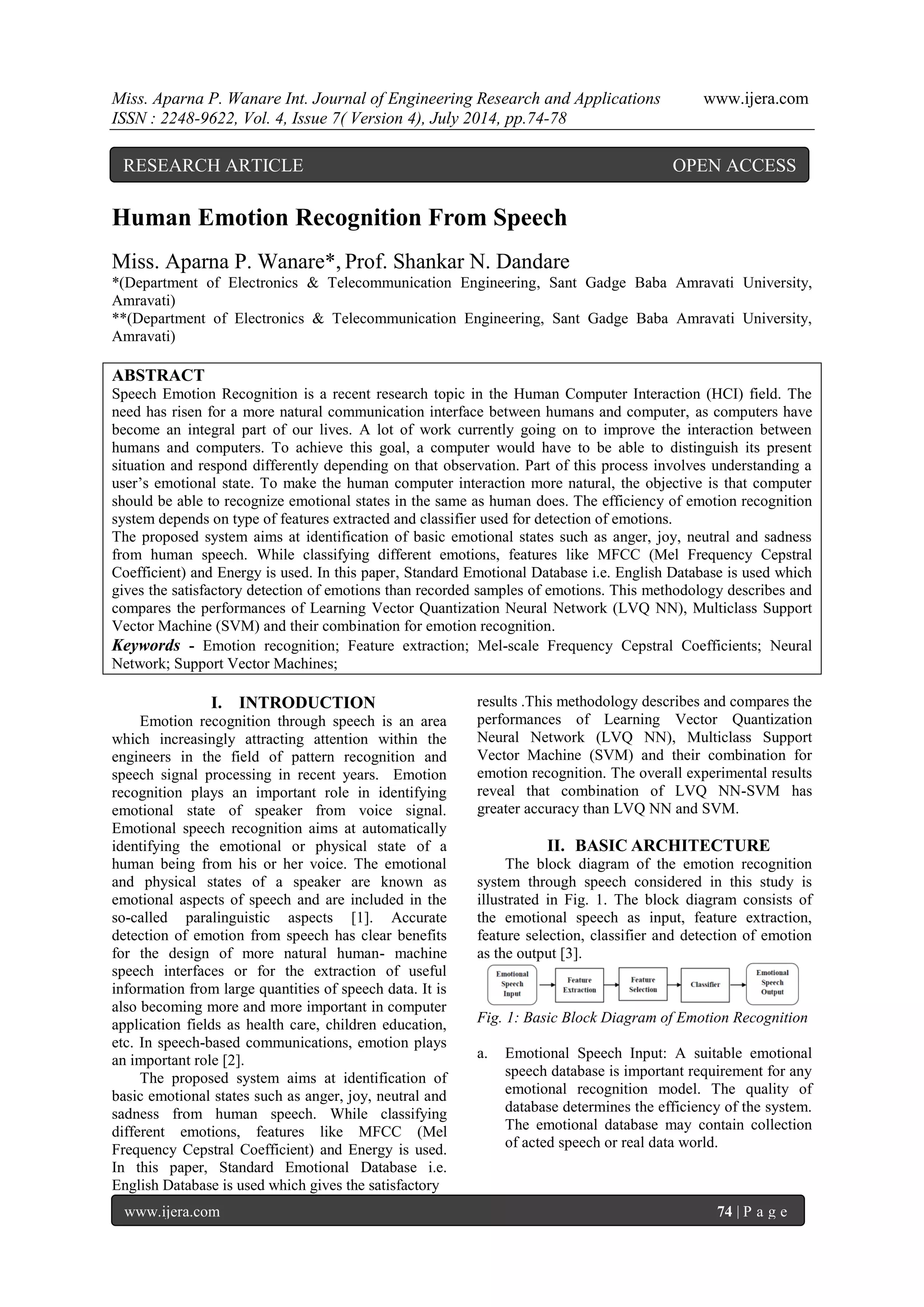 Human Emotion Recognition From Speech | PDF