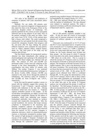 Diagnostic Efficiency and Prognostic Value of Troponin T Measurement in ...