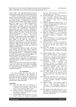 Diagnostic Efficiency and Prognostic Value of Troponin T Measurement in ...