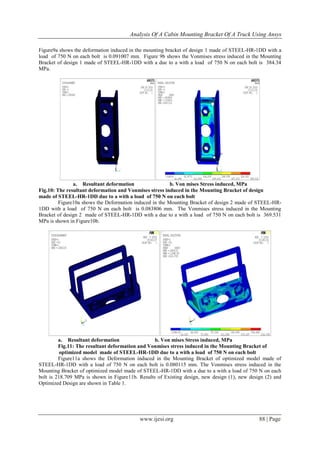 Analysis of Cabin Mounting Bracket of Truck Using ANSYS | PDF