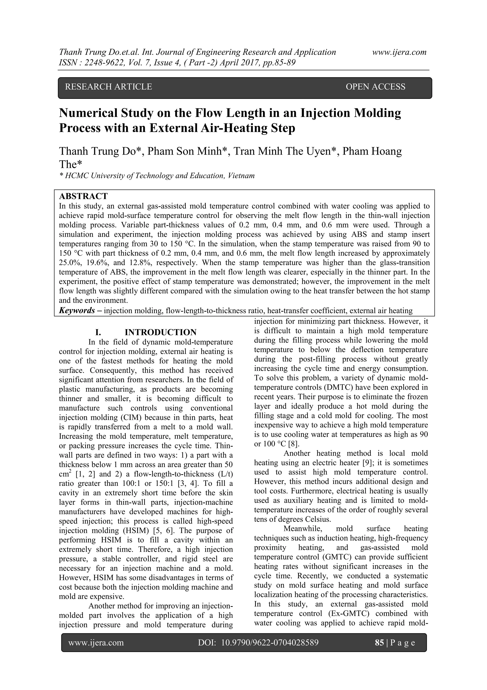 Numerical Study on the Flow Length in an Injection Molding Process with ...