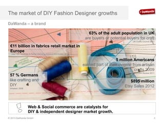 The market of DIY Fashion Designer growths
DaWanda – a brand
63% of the adult population in UK
are buyers or potential buy...