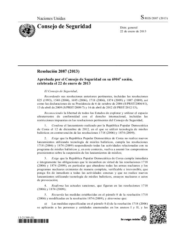 Resolución N° 2087 del Consejo de Seguridad de las Naciones Unidas