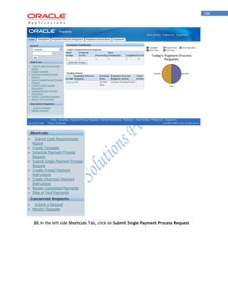 196 
20. In the left side Shortcuts Tab, click on Submit Single Payment Process Request  