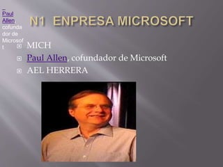  MICH
 Paul Allen, cofundador de Microsoft
 AEL HERRERA
Paul
Allen,
cofunda
dor de
Microsof
t
 