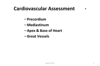 Cardiovascular Assessment * ,[object Object],[object Object],[object Object],[object Object],spring 2012 