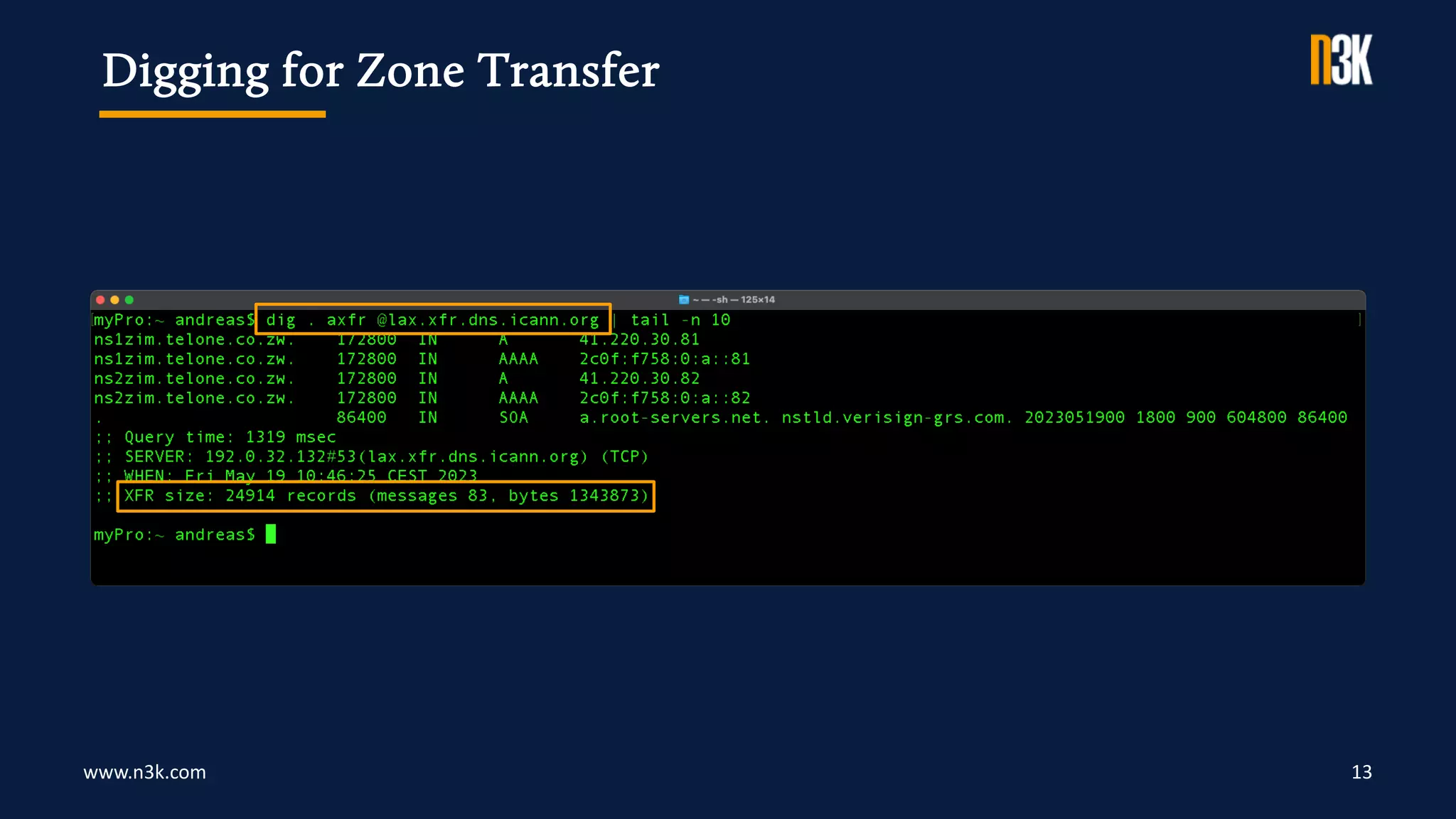 www.n3k.com 13
Digging for Zone Transfer
 