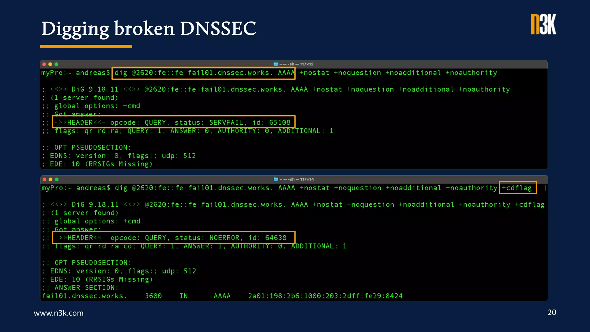 www.n3k.com 20
Digging broken DNSSEC
 