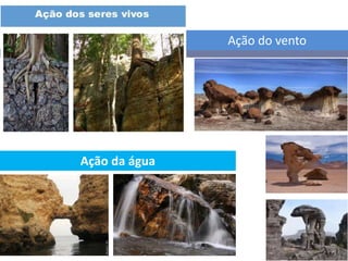 Ação da água
Ação do vento
 