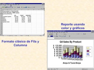 Formato clásico de Fila y Columna Reporte usando color y gráficos 