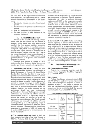 Partial Replacement of Cement with Marble Dust Powder | PDF