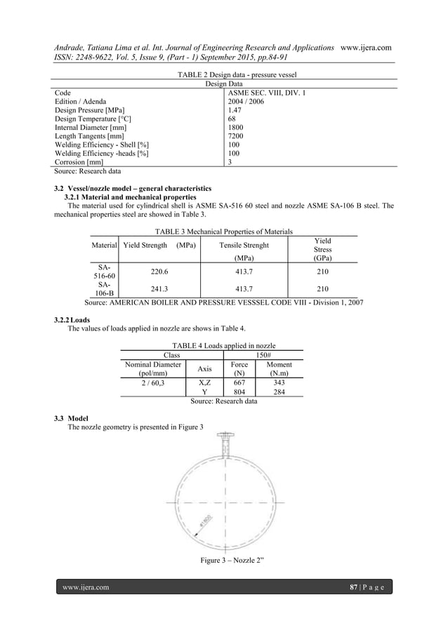 Analysis of Stress in Nozzle/Shell of Cylindrical Pressure Vessel under ...