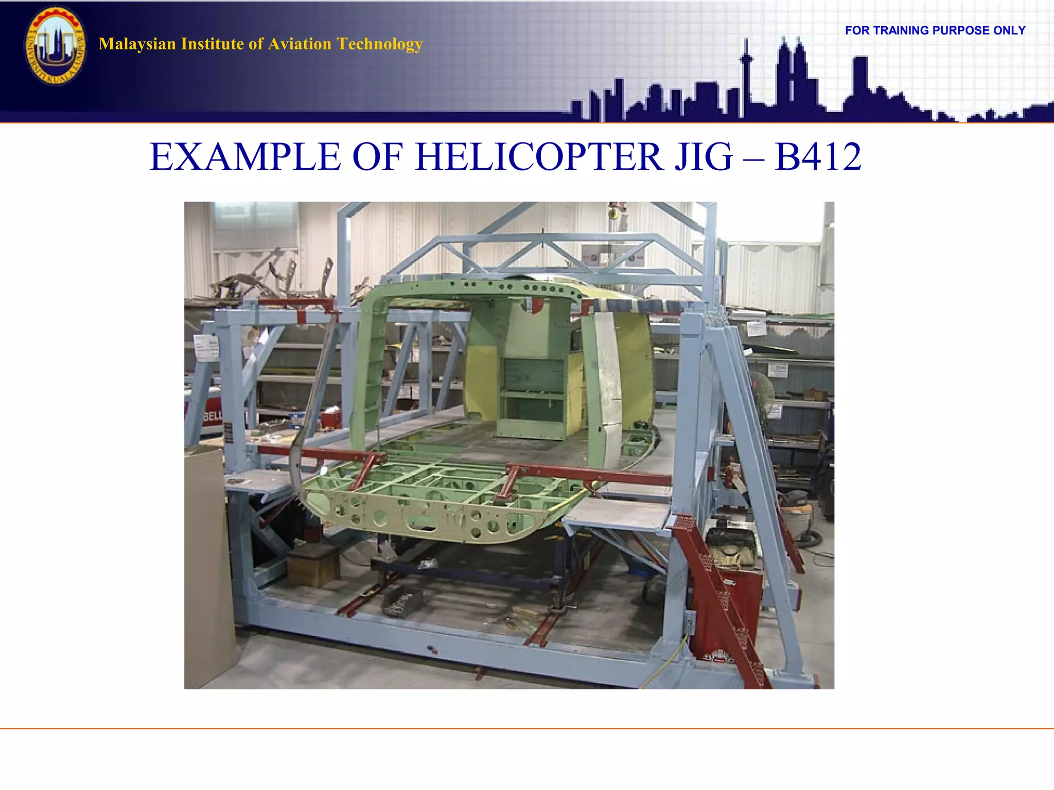 FOR TRAINING PURPOSE ONLY
Malaysian Institute of Aviation Technology
EXAMPLE OF HELICOPTER JIG – B412
 