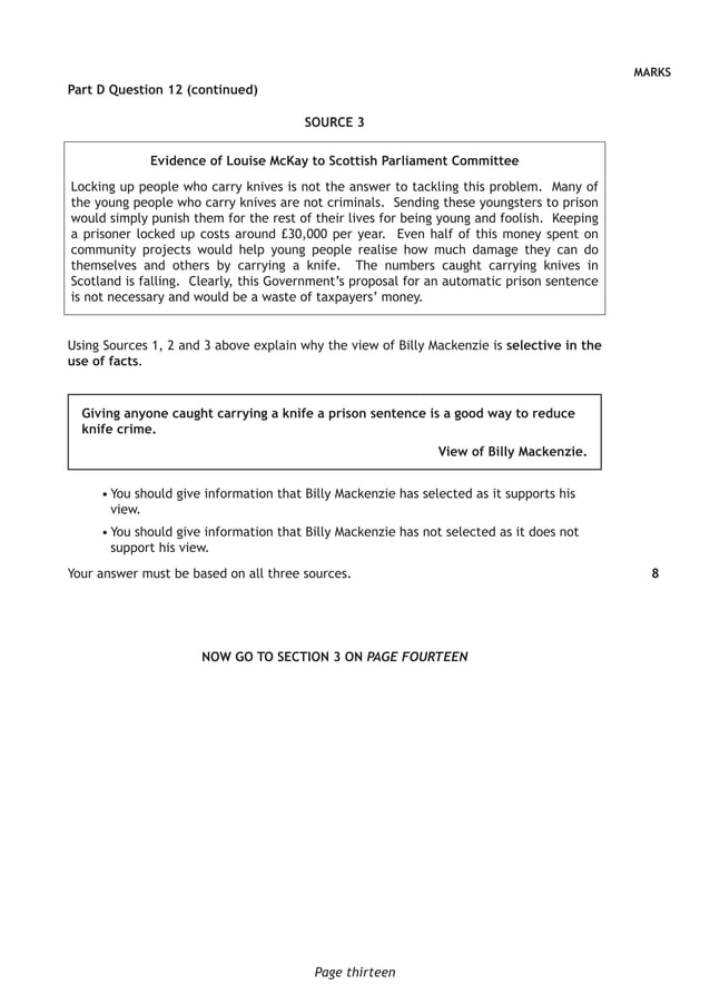 National 5 Modern Studies exemplar exam