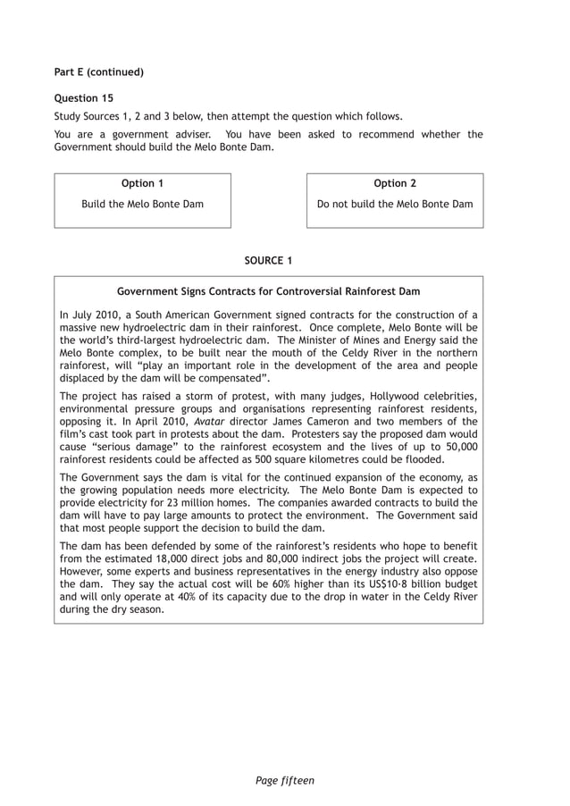 National 5 Modern Studies exemplar exam