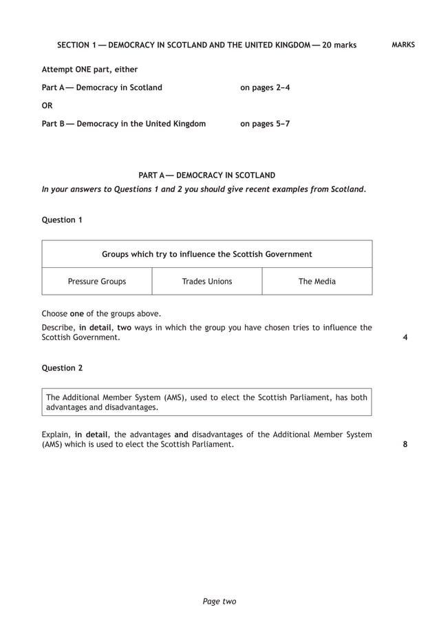 National 5 Modern Studies Exemplar Exam National 5 Modern Studies Exemplar Exam
