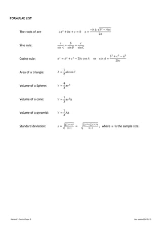 N5 Practice Papers D F With Solutions