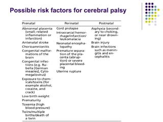 Possible risk factors for cerebral palsy
 