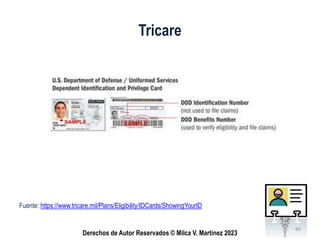 Derechos de Autor Reservados © Milca V. Martínez 2023
Tricare
Fuente: https://www.tricare.mil/Plans/Eligibility/IDCards/Sh...