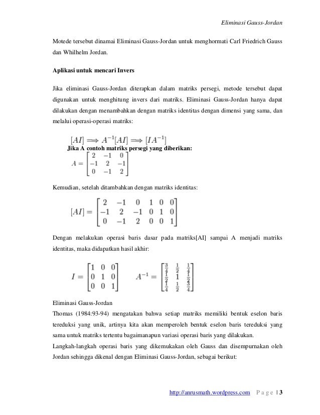 Eliminasi Gauss Jordan
