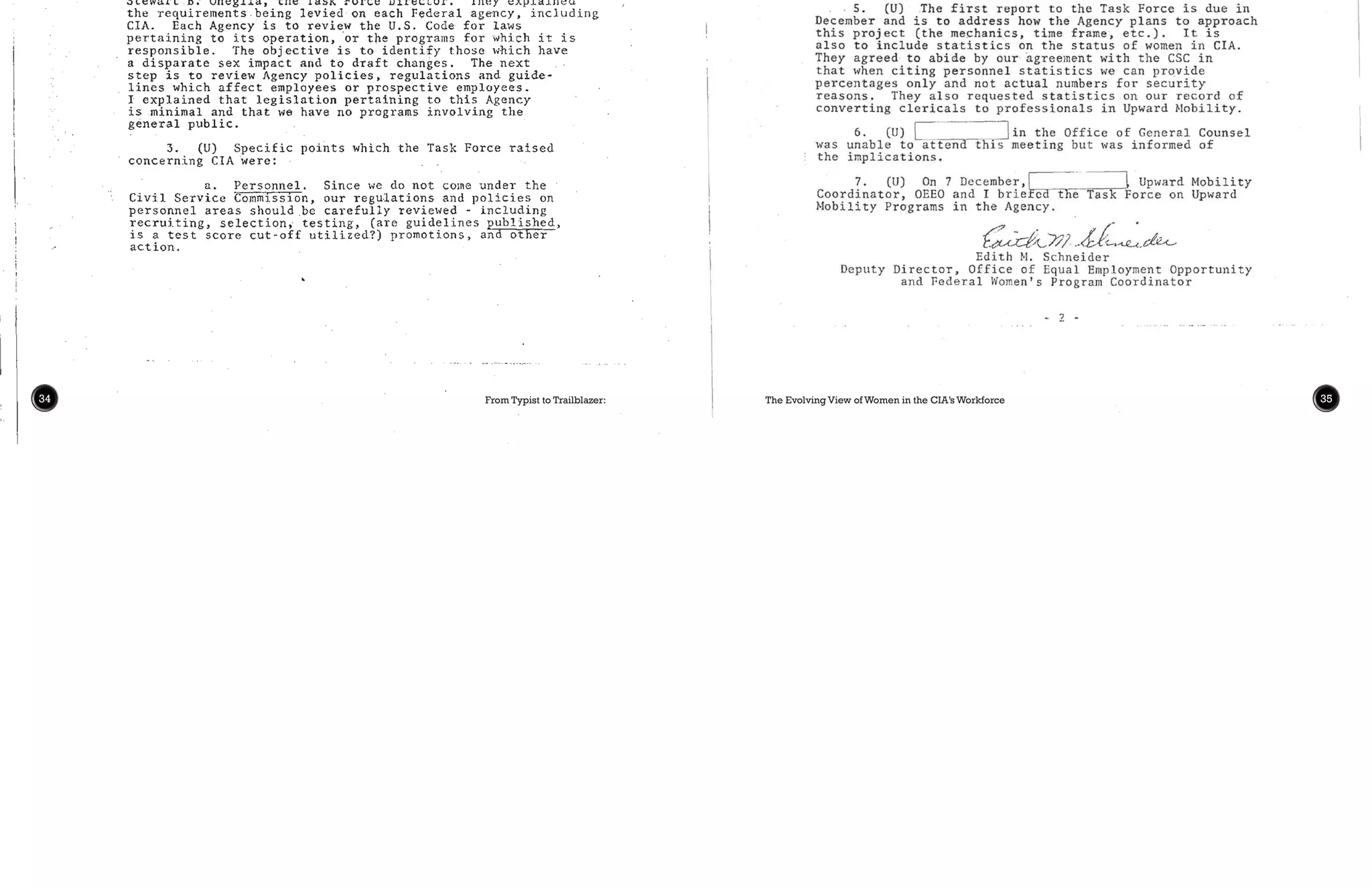 The Evolving View of Women in the CIA’s Workforce 3534 From Typist to Trailblazer:
1970s Excerpts
 