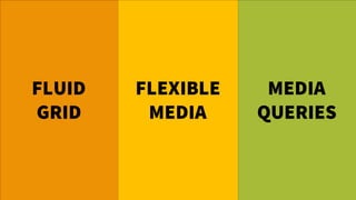 FLUID
GRID
FLEXIBLE
MEDIA
MEDIA
QUERIES
 