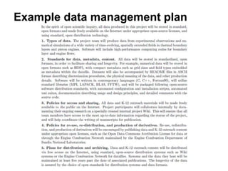 Example data management plan
 