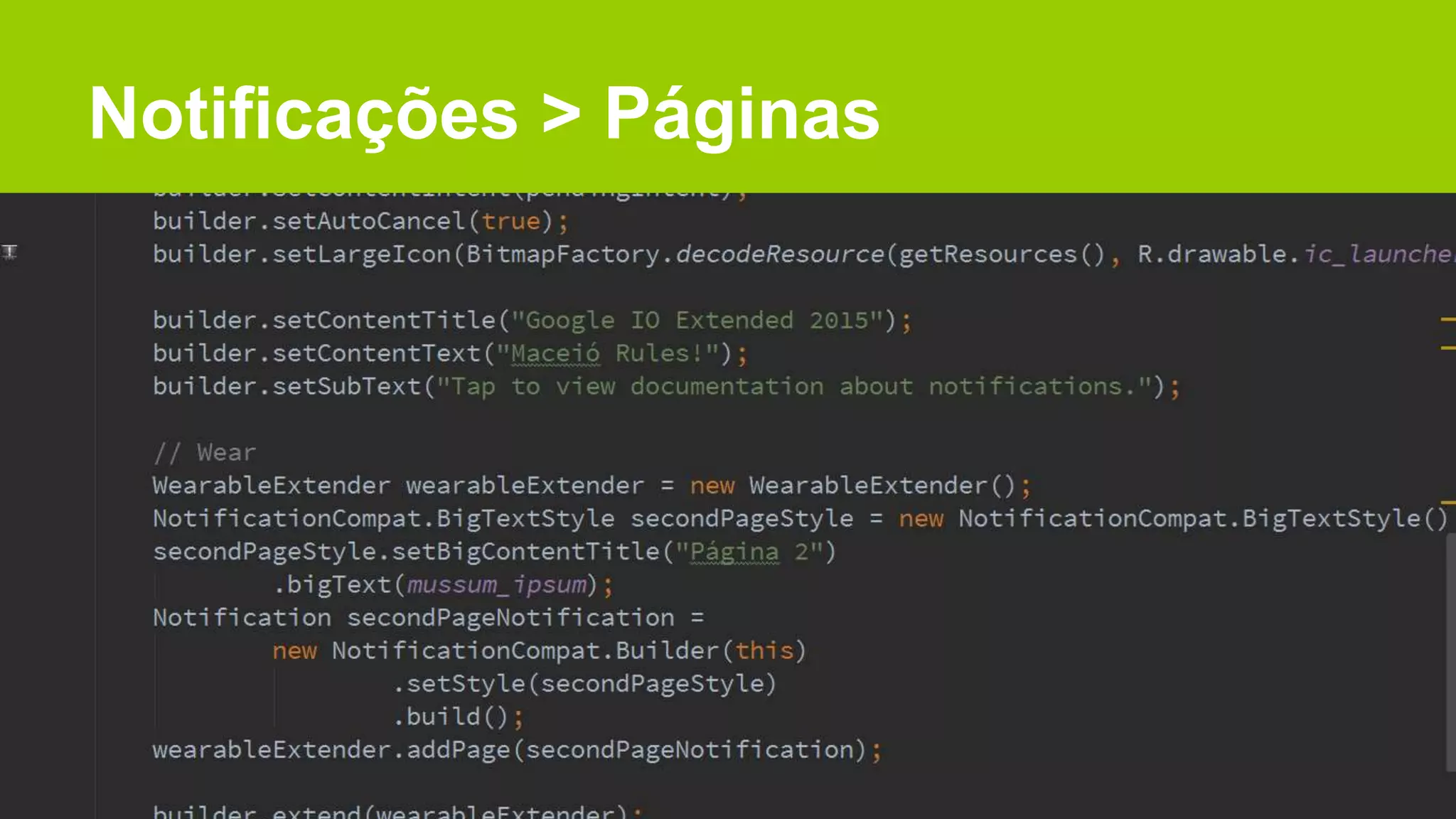 Notificações > Páginas
 