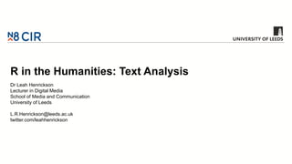 R in the Humanities: Text Analysis | PPTX
