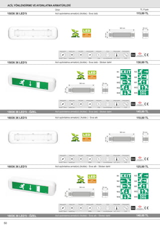 Acil aydınlatma armatürü (Acilde) - Sıva üstü - Sticker dahil15036 36 LED’li - ÖZEL
Acil aydınlatma armatürü (Acilde) - Sıva üstü - Sticker dahil15036 36 LED’li 130,00 TL
145,00 TL
Acil aydınlatma armatürü (Acilde) - Sıva altı - Sticker dahil16036 36 LED’li - ÖZEL
Acil aydınlatma armatürü ( Acilde ) - Sıva altı16036 36 LED’li
Acil aydınlatma armatürü (Acilde) - Sıva altı - Sticker dahil16036 36 LED’li
110,00 TL
125,00 TL
140,00 TL
360 mm
92mm
65 mm
-20 °C ~ +40 °C
Çalışma sıcaklığı
II sınıfı
Koruma derecesi
IP
20
230-240V~ 50/60 Hz
Çalışma gerilimi
Kesintide yanar
Çalışma modu
NM
Güç tüketimi
4W
3 Saat
Acilde yanma
3x1,2V 2100 mAHAANi-Mh
Pil türü
+ - 2
TS EN 60598-1
TS EN 60598-2-22
130 LM
Aydınlatma şiddeti
LM
LED
ACİL
AYDINLATMA
360 mm
92mm
65 mm
LED
ACİL
AYDINLATMA
-20 °C ~ +40 °C
Çalışma sıcaklığı
II sınıfı
Koruma derecesi
IP
20
230-240V~ 50/60 Hz
Çalışma gerilimi
Kesintide yanar
Çalışma modu
NM
Güç tüketimi
4W
3 Saat
Acilde yanma
3x1,2V 2100 mAHAANi-Mh
Pil türü
+ - 2
TS EN 60598-1
TS EN 60598-2-22
130 LM
Aydınlatma şiddeti
LM
360 mm
92mm
65 mm
LED
ACİL
AYDINLATMA
-20 °C ~ +40 °C
Çalışma sıcaklığı
II sınıfı
Koruma derecesi
IP
20
230-240V~ 50/60 Hz
Çalışma gerilimi
Kesintide yanar
Çalışma modu
NM
Güç tüketimi
4W
3 Saat
Acilde yanma
3x1,2V 2100 mAHAANi-Mh
Pil türü
+ - 2
TS EN 60598-1
TS EN 60598-2-22
130 LM
Aydınlatma şiddeti
LM
360 mm
92mm
65 mm
LED
ACİL
AYDINLATMA
-20 °C ~ +40 °C
Çalışma sıcaklığı
II sınıfı
Koruma derecesi
IP
20
230-240V~ 50/60 Hz
Çalışma gerilimi
Kesintide yanar
Çalışma modu
NM
Güç tüketimi
4W
3 Saat
Acilde yanma
3x1,2V 2100 mAHAANi-Mh
Pil türü
+ - 2
TS EN 60598-1
TS EN 60598-2-22
130 LM
Aydınlatma şiddeti
LM
Acil aydınlatma armatürü (Acilde) - Sıva üstü15036 36 LED’li 115,00 TL
ACİL YÖNLENDİRME VE AYDINLATMAARMATÜRLERİ
Ürün TL Fiyatı
50
 