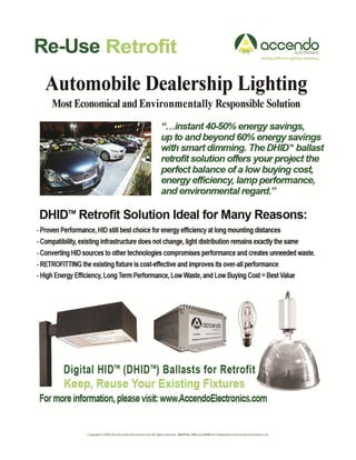 Retrofit Digital HID (DHID) Lighting Ballasts - Automobile Dealership Lighting Applications