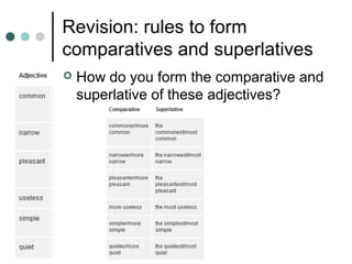 Na1 adjectives revision_rules_for_comparatives_and_superlatives | PPT