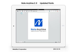 Note Anytime 2 .0 - Updated Points

MetaMoJi Corporation

2013/12/10

 