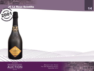 JC Le Roux Scintilla
                                                                       14




                       2001 was considered to be one of the best MCC
                       vintages of the decade.

                       This blend has exceptional ageing potential.
 