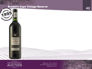 Bredell's Cape Vintage Reserve
                                                               42




            Best Port Fairbain Capital Trophy Wine Show 2004
            Best Port Old Mutual Trophy Show 2004
 