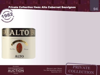 Private Collection Item: Alto Cabernet Sauvignon
                                                                 94




                             From the historic Helderberg farm
 