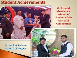 Mr. Rishabh
Khandelwal
Winner of
Student of the
year 2018
Competition
Mr Aniket Sarkate
Gate 2018 Topper
 